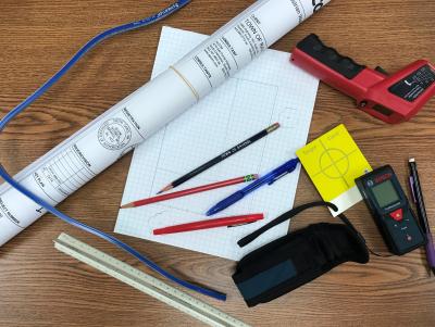 Graph paper, drawing, and designing tools.